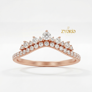 Bague de mariage de luxe incurvée en forme de couronne, sertie de diamants ronds 0,40 ct EF VS1, en argent sterling 925 plaqué argent, idéale pour les fêtes - Product Image 2