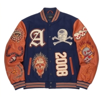 Veste universitaire pour homme, vert foncé, manches blanches, patch en chenille, lettres brodées, style baseball, coupe-vent, tricot côtelé rayé