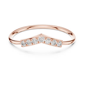 Bague de mariage en or rose incurvée avec diamant de laboratoire pour femme, empilable, en forme de V, cadeau d'anniversaire - Product Image 1