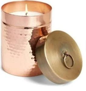 <b>Top</b> Design Metal Candle Jar With Lid Copper Color Hammered Candle Jar - Product Image 5
