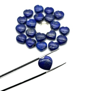 Caboche en forme de cœur en lapis-lazuli naturel, fait main, dos plat, pierre précieuse en vrac pour la création de bijoux - Product Image 2