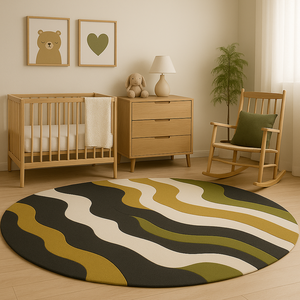 Tapis de luxe de qualité supérieure, couleur vert crème, motif géométrique, design unique, écologique, pour la décoration de bureau - Product Image 2