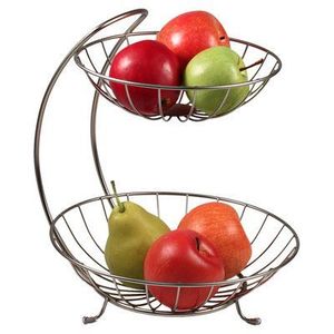 Panier à fruits en fer noir au design attrayant, à 2 niveaux, de qualité supérieure, pour légumes et fruits, à prix avantageux - Product Image 1