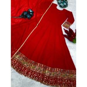 Designer Party Wear XL Gown & Dupatta Embroidery and <b>Sequins</b> Work Elegant Evening Attire - Product Image 1