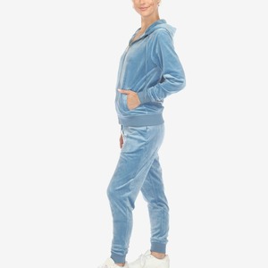 Conjunto Deportivo con Capucha para Mujer, Color Personalizado, Pantalones Largos de Color Sólido, Estilo Casual, con Bolsillos Laterales y Cierre de Cremallera, Ropa de Invierno 100% Algodón - Product Image 3