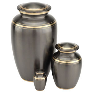Wholesale Solid Brass Cremation Urn Keepsake Urn Hand Etched Platinum Pewter Finish With Gold Accent Memorial Funeral Urn - Product Image 2