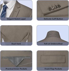 Traje de Novio de Tres Piezas, Corte Entallado, Transpirable, para Otoño e Invierno, Blazer Italiano para las Cuatro Estaciones, Trajes Formales de Negocios, Esmoquin - Product Image 4