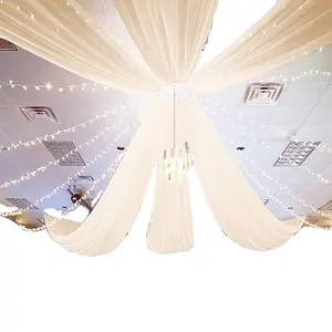 Wedding Ceiling Veil Arch & Mandap Drapery Set Hanging Curtain with <b>Blackout</b> 100% Polyester for Venue Decorations - Product Image 1