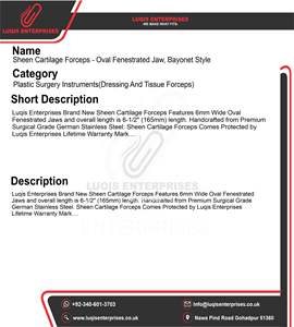 Pince à cartilage Sheen ovale à mâchoires fenêtrées de type baïonnette, instrument chirurgical en acier inoxydable, pince médicale de précision - Product Image 5