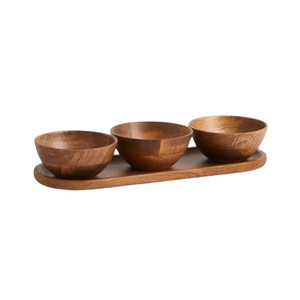 Juego de Recipientes para Condimentos de Madera Natural Ecológica con Bandeja Ovalada, Plato para Servir Aperitivos y Frutos Secos Hecho a Mano con Madera de Acacia - Product Image 6