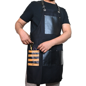 Tablier de coiffeur professionnel, tablier de barbier, gilet de barbier en jean denim avec détails en cuir - Product Image 2