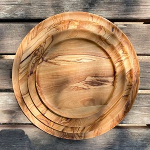 Platos de madera ecológicos de diseño clásico, forma redonda, aptos para lavavajillas y microondas, hechos a mano por blossom craft india. - Product Image 5