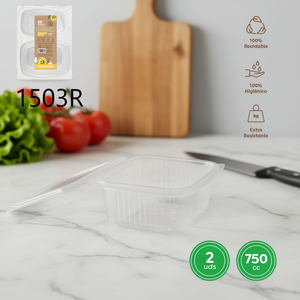 Reusable 750CC Disposable Plastic Rectangular Flip Top Food <b>Storage</b> <b>Container</b> <b>Stackable</b> Design-1503R Envase Tapabisag Rectang - Product Image 2