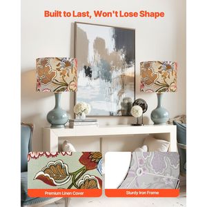 2 Set di lampade a tamburo medio rotondo 13X13X10 pollici con paralume scuro a motivi floreali - Product Image 3