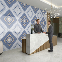 Carrelage mural en porcelaine brillant poli 600x1200mm, style moderne, effet brique, pour extérieur, antidérapant, bleu Sigma