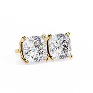 Boucles d'oreilles classiques à 4 griffes, serties de diamants de laboratoire taille coussin E VS 1 carat chacun, en or 14K, certifiées IGI, idéales pour cadeau, fête et anniversaire - Product Image 2