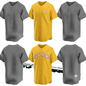 Camiseta de Béisbol de Alta Calidad para Hombre, Cuello en V, 100% Algodón, Antibacteriana, Nombre del Equipo Personalizado, Impresión Bordada, Mangas Cortas, Malla - Product Image 2
