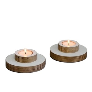 Bougeoir rond en bois support de lampe à thé en couches base de bougie décorative moderne décoration de table minimaliste support de bougie lumineuse - Product Image 1