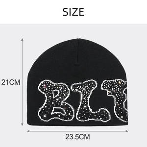 หมวกบีนนี่ถักยืดหยุ่นประดับเพชรหรูหรา รุ่น Shiny Stone Decor ปี 2026 หมวกบีนนี่ฤดูหนาวแบบมีขอบประดับคริสตัล - Product Image 5