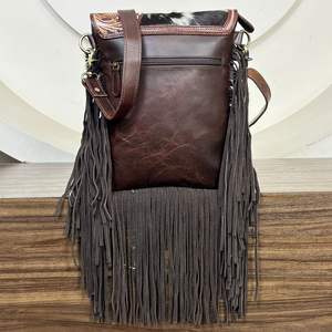 Bolso de Mano Cruzado de Cuero Vacuno con Flecos y Diseño Floral de Primera Calidad para Mujer, Bolso de Hombro Vintage de Lujo de Diseñador - Product Image 5