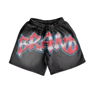 Ensemble t-shirt et short noir oversize pour homme avec imprimé graffiti, style streetwear, manches courtes, jersey de coton, coupe ajustée - Product Image 5