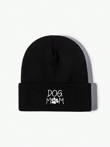 Bonnet brodé « Dog Mom » unisexe, bonnet en tricot d'hiver, style décontracté, adulte, 56-58 cm, bonnet chaud en acrylique, bonnet pour homme - Product Image 2