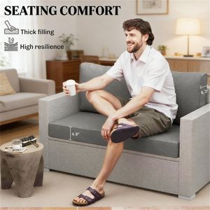 2 Cuscini Grigi per Divano da Esterno, Solo Cuscini per Arredamento da Giardino - Product Image 2