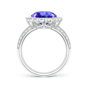 14K Solid Gold Tanzanite Cocktail <b>Ring</b> with Diamond Floral Halo Handmade <b>Customized</b> Fine Jewelry Wedding Engagement <b>Ring</b> - Product Image 3