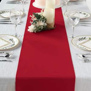Camino de Mesa Rojo de Algodón 100% Premium para Decoración de Mesa de Comedor, Mantelería Reutilizable para Bodas, Hoteles y Eventos - Product Image 1