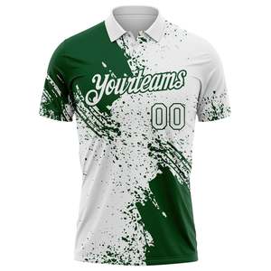 Polo de football personnalisé vert et blanc sublimé pour homme, séchage rapide, vêtement d'équipe, manches courtes, col rabattu, chemise adulte - Product Image 2