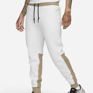 <b>Men's</b> <b>White</b> Color Blocked Fleece Sweatpants Elastic Waist Drawstring Casual Autumn Wear Side Pockets - Product Image 1