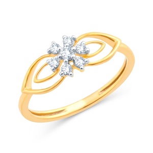 Anillo de diamantes de oro amarillo macizo de 14 quilates, piedras de corte redondo de 0,50 quilates, diseño floral, alianza de boda para mujer, joyería fina - Product Image 1