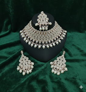 Lucentarts Joyería Étnica para Mujer, la Más Moderna para Bodas Indias, con Circonitas en Forma de Pera y Perlas de Imitación, Bañada en Oro Rosa - Product Image 6