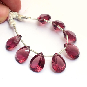 AAA+ Rhodolite 12x16mm Pear Glass Concave <b>Beads</b> Natural Rhodolite Garnet Hydro Quartz Gemstone Faceted Cut <b>Stone</b> <b>Beads</b> Jewelry - Product Image 2