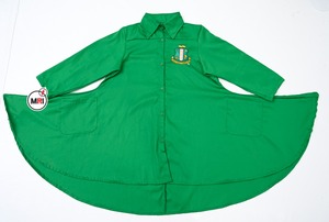 Embroidery <b>Button</b> Customised Autumn Women's High Low Cotton Solid Casual Loose Green Pink Color Long Dress - Product Image 6