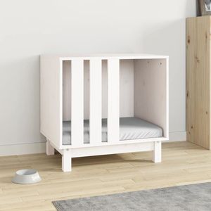 Casa para Perros de Madera de Pino Sólido Blanca, Resistente, de 23.6 x 17.7 x 22.4 Pulgadas, Casas y Muebles para Mascotas - Product Image 3