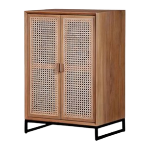 ตู้หวายธรรมชาติสองประตูวัสดุไม้สักสำหรับเฟอร์นิเจอร์ห้องรับแขก - Product Image 2