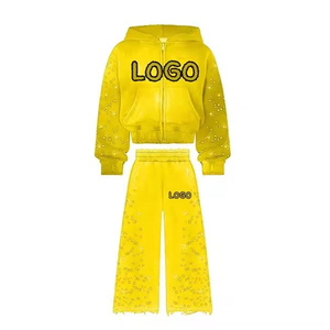 Ensemble de survêtement pour homme avec strass et cristaux, veste à capuche et pantalon de jogging, vêtements de sport élégants, streetwear décontracté, mode - Product Image 1
