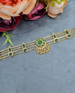 Ensemble collier et boucles d'oreilles plaqué or à motifs floraux, multi-brins, style ethnique, pour occasions festives, bijoux légers pour femmes - Product Image 2