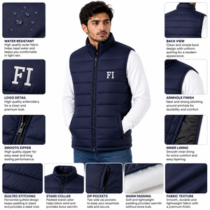 Chaleco Acolchado sin Mangas para Hombre, Ligero, Cálido, Informal, para Invierno, al Aire Libre, Chaquetas para Hombre, OEM, Personalizado, Venta al por Mayor, B2B, EE. UU. - Product Image 5