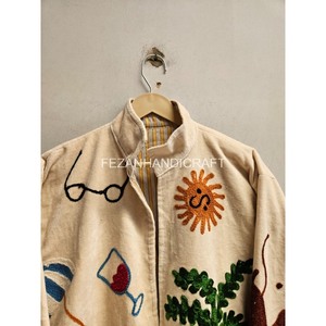 Chaqueta de terciopelo hecha a mano con diseño de bordado floral, forro de algodón Suzani, abrigo unisex de secado rápido. - Product Image 5