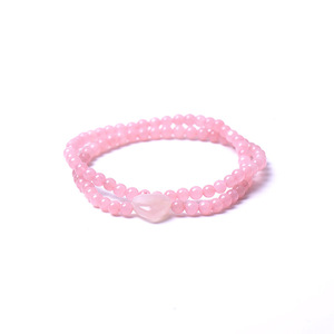 Pulsera Elástica de Cuentas Redondas de Cristal Rosa de Hemasa Fashions, Joyería para Uso Diario - Product Image 1