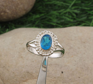 Natural <b>Turquoise</b> Sterling Silver Classic Bezel Setting Luxury Gemstone <b>Ring</b> for Women Wedding Anniversary Gift Fine Jewelry - Product Image 3