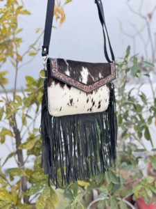 Nouveauté : Sac à franges en cuir de vachette véritable, sac bandoulière en cuir travaillé à la main, sac bohème gypsy fait main, sacs multi-usages - Product Image 2
