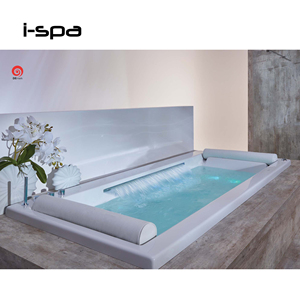 Bañera de Hidromasaje Rectangular Moderna Exotica, de Acrílico, con Cascada, Masaje de Aire, Luces de Colores, Instalación Empotrada, para Interiores, Hoteles, Villas, 2.0m - Product Image 2