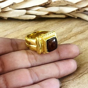 Hot Arrival Silver Eye Boho Geometric <b>Black</b> Onyx <b>Ring</b> Brass Jewelry <b>Men</b> 18k Gold Plated Chunky Signet Third Party Certified - Product Image 5
