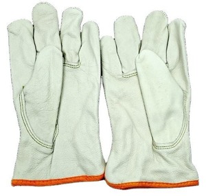 Guantes de Trabajo de Cuero Blancos con Ribete Naranja, Unisex, para Uso en Exteriores, Protección para Todas las Estaciones - Product Image 1