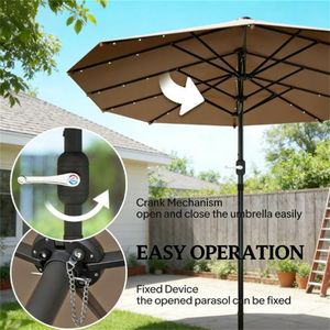 Ombrellone Solare da Giardino Color Kaki con Base per Esterni e Cortili - Product Image 4