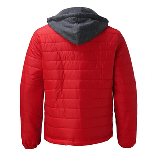 Vestes matelassées pour hommes de bonne qualité, chaudes et élégantes pour l'hiver, couleur rouge unie, vestes matelassées en duvet avec deux poches - Product Image 3