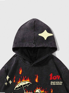 Sweat à capuche oversize Y2K pour homme, streetwear, imprimé graphique vintage, pull épais en molleton 100% coton, hiver, logo personnalisé - Product Image 2